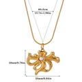 Detailed size specifications of gold sunflower necklace with white pearl on snake chain - Abstract Flower Pearl (N07602G)