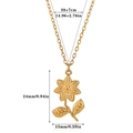 Detailed macro view of the golden sunflower pendant with multi-layered petals and leaves - Sunflower Style (N07603G)