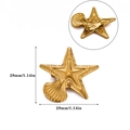 Detail view of gold starfish and scallop brooch showing precise dimensions of 29mm - Starfish Scallop Ocean Style (XZ321)