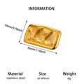 Macro view of a 30x18mm rectangular gold stainless steel brooch weighing 6g - Uneven Rectangular Art Style (G12317)
