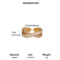 Dimensiones detalladas del anillo cruzado de cobre dorado con piedras de circón blanco - Dorado / Diamante Baguette Cruzado (JZ9061G)