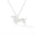 Collier pendentif teckel en argent poli avec une chaîne en O à finition miroir - Pendentif Teckel Argenté (P121497)
