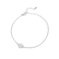 Silver hollow sun charm bracelet in stainless steel with adjustable lobster clasp chain - Silver