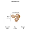Adjustable copper ring with drop, oval and rectangular cubic zirconia on white background - G12259085