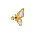 Anillo abierto dorado con mariposa de ojo de gato y flores para joyas de mujer chic - Dorado / Estilo Mariposa y Flor de Cinco Pétalos (JZ6503G-1)