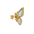 Anillo ajustable de oro con mariposa de ópalo y cristales en azul claro y blanco - Dorado / Estilo de Mariposa Azul Claro y Flor de Diamantes de Imitación (JZ6503G-2)