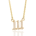 Golden gothic 111 number pendant necklace with shimmering zircon pavé stones - 111 / Gold