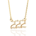 Golden 222 angel number necklace in gothic style with sparkling zircon stones - 222 / Gold