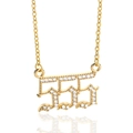 Golden 555 number pendant necklace with sparkling cubic zirconia on a delicate chain - Angel Number 555 / Gold