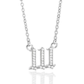 Silver 111 angel number pendant necklace with zircon in old English font style - 111 / Steel