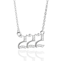 Silver Angel Number 222 necklace with sparkling crystals and fine curb chain - 222 / Steel