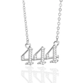 Silver-toned 444 Angel Number pendant necklace with pavé zircon stones in gothic style - Angel Number 444 / Steel