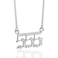 Silver number 555 necklace with gothic pendant and sparkling cubic zirconia stones - Angel Number 555 / Steel
