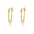 Boucles d'oreilles épingle de nourrice dorées polies au design géométrique épuré - Style Épingle de Sûreté (E2027G)