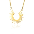 Goldene Edelstahlkette mit geometrischem Sonnenblumen Anhänger und Sonnenstrahlen Design - Strahlende Sonnenform (Gold 1) / Gold