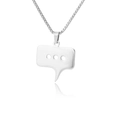 Polierte silberne Sprechblasen-Halskette mit drei Aussparungen an einer Box-Kette - Chat-Blasenform (Platin 2) / Platin