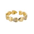 Minimalist 18k gold plated open heart ring with sparkling cubic zirconia accents - G122940G-6