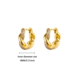 8mm twisted gold earrings with sparkling white zircons and click-top closure - Twisted Texture Pave Huggie (E5867G) / 18K Gold / Gold