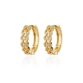 Intertwined double-row wave gold hoop earrings with zircon stones and hinged closure - Wave Pattern Diamond Inlaid Hoop Style (G123128G-15) / 18K Gold / Gold