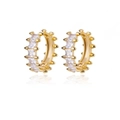 18k gold plated hoop earrings with square zircon stones and spike stud details - Square Gemstone Rivet Style (E3120G-1) / 18K Gold / Gold