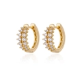 Luxurious gold-plated hoop earrings featuring double rows of micro-paved cubic zirconia - Double Row Dense Rhinestone Hoop (E3127G-1) / 18K Gold / Gold