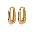18k gold plated huggie earrings with butterfly cross zircon pave heart detail - Bottom Pave U-Shape Huggie (E3430G) / 18K Gold / Gold