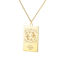 Collar de acero inoxidable dorado con colgante rectangular grabado del signo Piscis - Dorado / Piscis