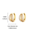 Gold plated huggie earrings with cubic zirconia stones featuring 15mm layered design - Fan Shape Crossover Design Earrings (E5742G) / 18K Gold / Gold