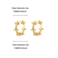 18k gold plated star zircon hoop earrings for women, 15mm diameter size details - Multi-Point Star Pave Huggie (E5732G) / 18K Gold / Gold