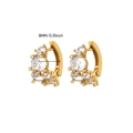 Gold plated 8mm huggie earrings with sparkling clear zircon stones for women - Clustered Inlaid Small Huggie (E5493G) / 18K Gold / Gold