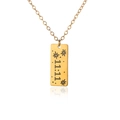 Detailed close-up of 11:11 rectangular pendant necklace in 18K gold stainless steel - Decorated Rectangle Plate 11:11 Style (G264155)