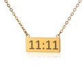 Detailed close-up of rectangular gold pendant with 11:11 angel number engraving - Minimalist Rectangle Plate 11:11 Style (G264158)