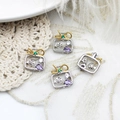 Television perfume bottle pendants in silver and gold plating with zircon and pearl accents - Perfume Bottle 12.5*14mm