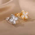 Rotating clover flower ring in gold and silver finish with marquise cubic zirconia - Gold / Marquise Zirconia Clover Style (1)