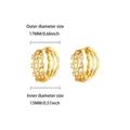 Gold multi-layer hoop earrings with cubic zirconia and 17mm outer diameter - Multi-Layer Wave Pave Huggie (E5785G) / 18K Gold / Gold