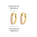 17mm gold plated hoop earrings with five clear cubic zirconia stones for women - Five Diamond Inlaid Simple Huggie (E5786G) / 18K Gold / Gold