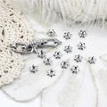 Silver copper rectangular jewelry connector and star charms with pavé cubic zirconia - Clasp And Spacers (G0564) / Silver