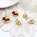 Golden rocking horse and unicorn enamel charms for DIY jewelry making and accessories - Angola Red Rocking Horse 20.3*21.3mm