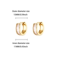 Gold plated copper hoop earrings with baguette-cut cubic zirconia in 15mm outer diameter - Baguette Zirconia Row Geometric Round Style (E5810G) / 18K Gold / Gold