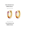 Rainbow cubic zirconia hoop earrings in gold with 15mm outer diameter and 10mm inner size - Multicolor Mixed Round Huggie (E5812G) / 18K Gold / Gold