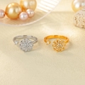 Drehbarer Zirkonia-Blumenring-Set in poliertem Silber und Gold-Finish für Damen - Platin / Spiralblumen-Stil (9)