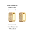 Luxurious gold-plated rectangular hoop earrings with micro-pave cubic zirconia crystals - Square Pave Gold Huggie (E5818G) / 18K Gold / Gold