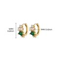 Gold plated hoop earrings featuring green square zircon and clear stone accents - Emerald Green Main Stone Vintage Huggie (E5823G) / 18K Gold / Gold