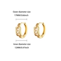 Gold plated copper hoop earrings with rectangular zircon inlay and 12mm inner diameter - Rectangular Hollow Rhinestone Huggie (E5830G-1) / 18K Gold / Gold
