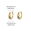 Gold plated hoop earrings featuring colorful cubic zirconia stones and size measurements - Blue Round Main Stone Vintage Style (E5830G-2) / 18K Gold / Gold