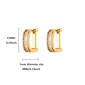 Gold-plated C-shaped hoop earrings with baguette-cut zircon, 15mm outer diameter - Baguette Cut C-Shape Semi-Circle Earrings (E5840G-1) / 18K Gold / Gold