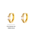 Golden huggie earrings with baguette cut zircon and 10mm inner diameter - Rectangle Gemstone Micro Pave Huggie (E5870G) / 18K Gold / Gold