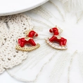 Exquisite red enamel rocking horse charms with gold plating and cubic zirconia for DIY jewelry - 20.5*22.5 / Red Zircon Horse