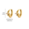 Gold star hoop earrings with white zircon accents and 15mm diameter sizing details - Double Star Rhinestone Huggie (E6139G) / 18K Gold / Gold