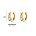 Gold plated huggie earrings with cubic zirconia, 15mm height and 10mm inner diameter - Three Gemstone Gradient Huggie (E6143G) / 18K Gold / Gold